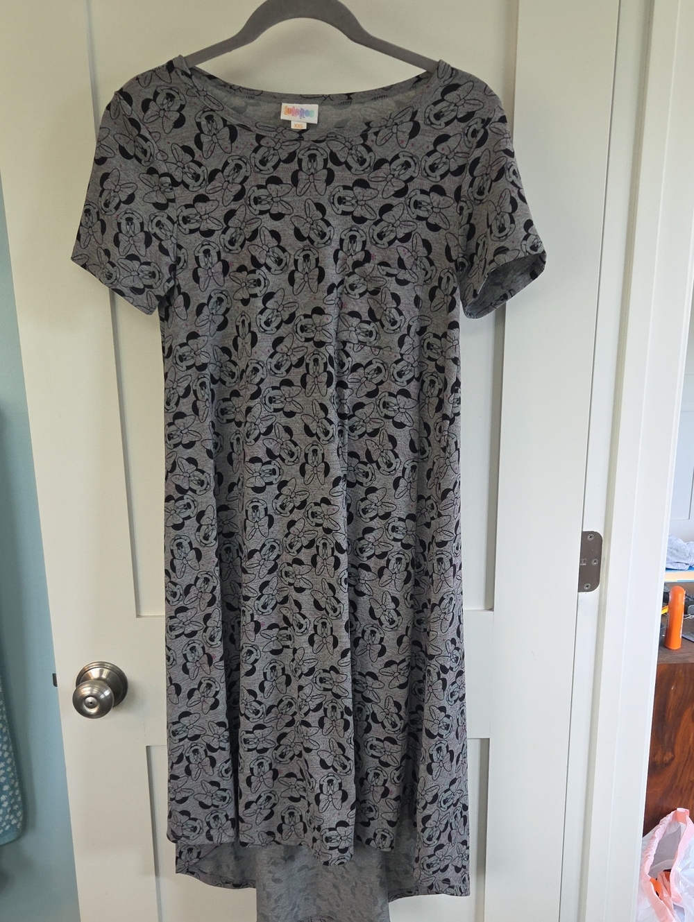 Minnie Mouse LuLaRoe Gray Dress with Black Floral Print